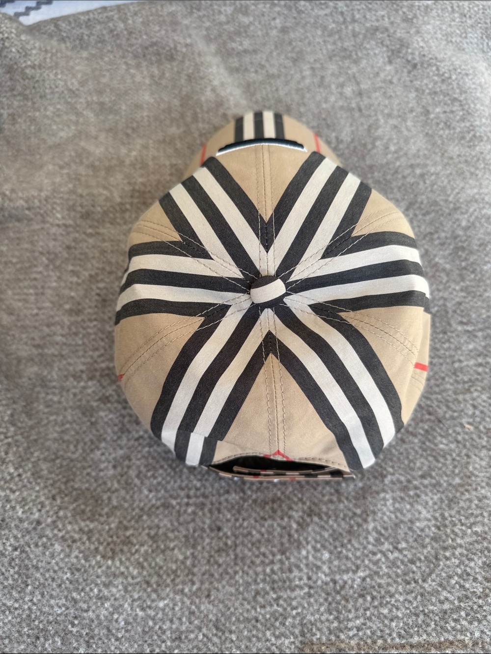 Burberry Beige Black and Red Stripe TB Monogram Cap - Picture 4 of 5